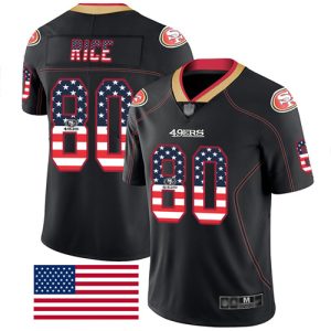 Nike 49ers #80 Jerry Rice Black Men's Stitched NFL Limited Rush USA Flag Jersey - Custom Name