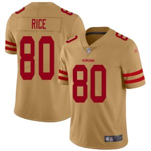 Nike 49ers #80 Jerry Rice Gold Men's Stitched NFL Limited Inverted Legend Jersey - Custom Name