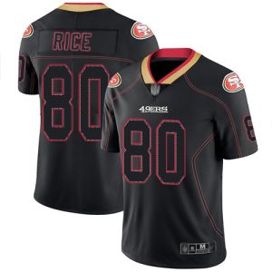 Nike 49ers #80 Jerry Rice Lights Out Black Men's Stitched NFL Limited Rush Jersey - Custom Name