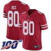 Nike 49ers #80 Jerry Rice Red Team Color Men's Stitched NFL 100th Season Vapor Limited Jersey - Custom Name