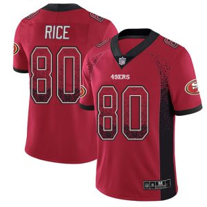 Nike 49ers #80 Jerry Rice Red Team Color Men's Stitched NFL Limited Rush Drift Fashion Jersey - Custom Name