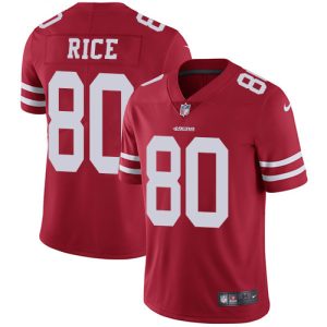 Nike 49ers #80 Jerry Rice Red Team Color Men's Stitched NFL Vapor Untouchable Limited Jersey - Custom Name