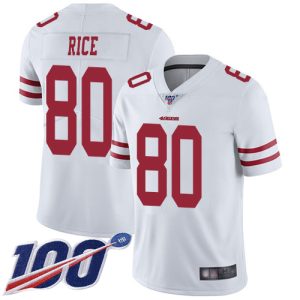 Nike 49ers #80 Jerry Rice White Men's Stitched NFL 100th Season Vapor Limited Jersey - Custom Name