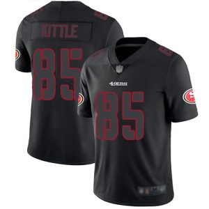 Nike 49ers #85 George Kittle Black Men's Stitched NFL Limited Rush Impact Jersey - Custom Name