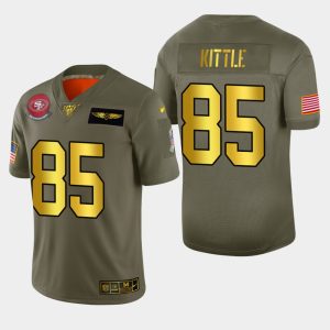 Nike 49ers #85 George Kittle Men's Olive Gold 2019 Salute to Service NFL 100 Limited Jersey - Custom Name
