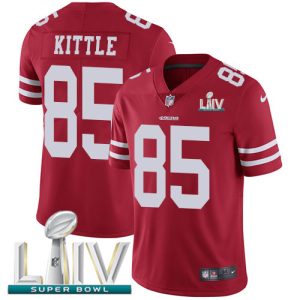 Nike 49ers #85 George Kittle Red Super Bowl LIV 2020 Team Color Men's Stitched NFL Vapor Untouchable Limited Jersey - Custom Name