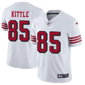 Nike 49ers #85 George Kittle White Rush Men's Stitched NFL Vapor Untouchable Limited Jersey - Custom Name