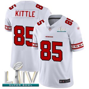 Nike 49ers #85 George Kittle White Super Bowl LIV 2020 Men's Stitched NFL Limited Team Logo Fashion Jersey - Custom Name