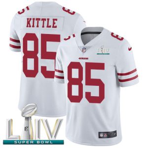 Nike 49ers #85 George Kittle White Super Bowl LIV 2020 Men's Stitched NFL Vapor Untouchable Limited Jersey - Custom Name