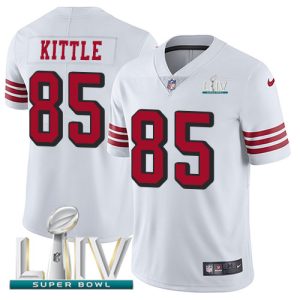 Nike 49ers #85 George Kittle White Super Bowl LIV 2020 Rush Men's Stitched NFL Vapor Untouchable Limited Jersey - Custom Name