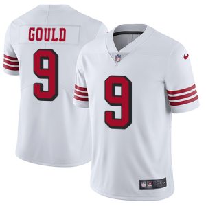 Nike 49ers #9 Robbie Gould White Rush Men's Stitched NFL Vapor Untouchable Limited Jersey - Custom Name