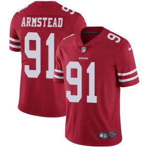 Nike 49ers #91 Arik Armstead Red Team Color Men's Stitched NFL Vapor Untouchable Limited Jersey - Custom Name
