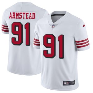 Nike 49ers #91 Arik Armstead White Rush Men's Stitched NFL Vapor Untouchable Limited Jersey - Custom Name