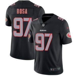 Nike 49ers #97 Nick Bosa Black Men's Stitched NFL Limited Rush Impact Jersey - Custom Name