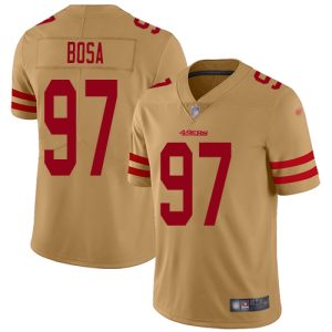 Nike 49ers #97 Nick Bosa Gold Men's Stitched NFL Limited Inverted Legend Jersey - Custom Name