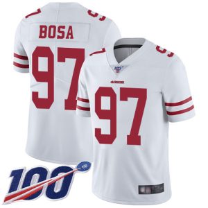 Nike 49ers #97 Nick Bosa White Men's Stitched NFL 100th Season Vapor Limited Jersey - Custom Name