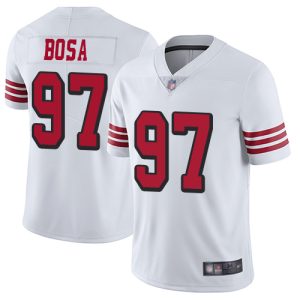 Nike 49ers #97 Nick Bosa White Rush Men's Stitched NFL Vapor Untouchable Limited Jersey - Custom Name