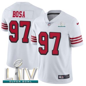 Nike 49ers #97 Nick Bosa White Super Bowl LIV 2020 Rush Men's Stitched NFL Vapor Untouchable Limited Jersey - Custom Name