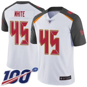 Nike Buccaneers #45 Devin White White Men's Stitched NFL 100th Season Vapor Limited Jersey - Custom Name