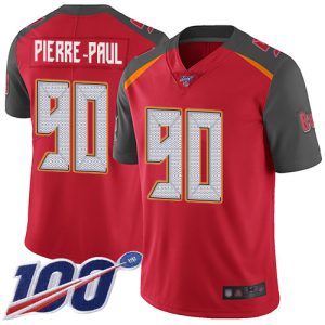 Nike Buccaneers #90 Jason Pierre-Paul Red Team Color Men's Stitched NFL 100th Season Vapor Limited Jersey - Custom Name