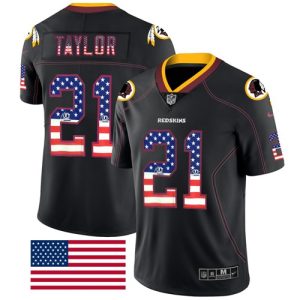 Nike Redskins #21 Sean Taylor Black Men's Stitched NFL Limited Rush USA Flag Jersey - Custom Name