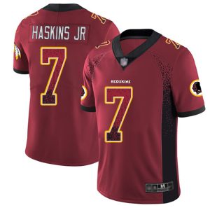 Nike Redskins #7 Dwayne Haskins Jr Burgundy Red Team Color Men's Stitched NFL Limited Rush Drift Fashion Jersey - Custom Name