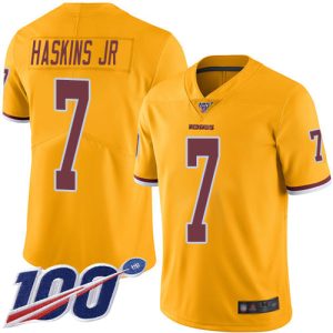 Nike Redskins #7 Dwayne Haskins Jr Gold Men's Stitched NFL Limited Rush 100th Season Jersey - Custom Name