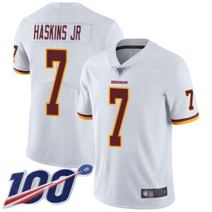Nike Redskins #7 Dwayne Haskins Jr White Men's Stitched NFL 100th Season Vapor Limited Jersey - Custom Name