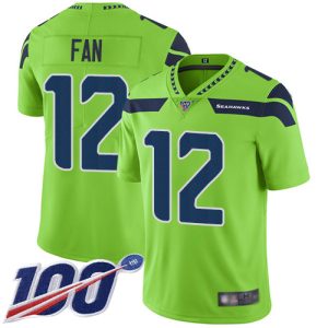 Nike Seahawks #12 Fan Green Men's Stitched NFL Limited Rush 100th Season Jersey - Custom Name