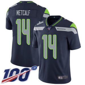 Nike Seahawks #14 D.K. Metcalf Steel Blue Team Color Men's Stitched NFL 100th Season Vapor Limited Jersey - Custom Name