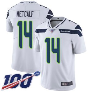 Nike Seahawks #14 D.K. Metcalf White Men's Stitched NFL 100th Season Vapor Limited Jersey - Custom Name