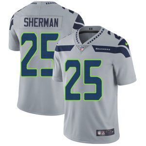 Nike Seahawks #25 Richard Sherman Grey Alternate Men's Stitched NFL Vapor Untouchable Limited Jersey - Custom Name