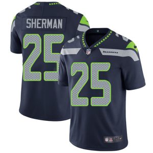 Nike Seahawks #25 Richard Sherman Steel Blue Team Color Men's Stitched NFL Vapor Untouchable Limited Jersey - Custom Name