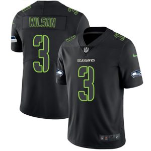 Nike Seahawks #3 Russell Wilson Black Men's Stitched NFL Limited Rush Impact Jersey - Custom Name
