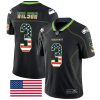 Nike Seahawks #3 Russell Wilson Black Men's Stitched NFL Limited Rush USA Flag Jersey - Custom Name