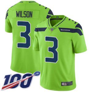 Nike Seahawks #3 Russell Wilson Green Men's Stitched NFL Limited Rush 100th Season Jersey - Custom Name