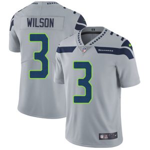 Nike Seahawks #3 Russell Wilson Grey Alternate Men's Stitched NFL Vapor Untouchable Limited Jersey - Custom Name