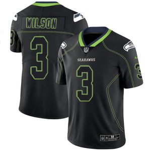 Nike Seahawks #3 Russell Wilson Lights Out Black Men's Stitched NFL Limited Rush Jersey - Custom Name