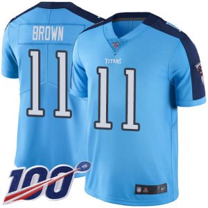 Nike Titans #11 A.J. Brown Light Blue Men's Stitched NFL Limited Rush 100th Season Jersey - Custom Name