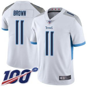 Nike Titans #11 A.J. Brown White Men's Stitched NFL 100th Season Vapor Limited Jersey - Custom Name