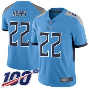 Nike Titans #22 Derrick Henry Light Blue Alternate Men's Stitched NFL 100th Season Vapor Limited Jersey - Custom Name