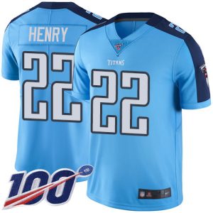 Nike Titans #22 Derrick Henry Light Blue Men's Stitched NFL Limited Rush 100th Season Jersey - Custom Name