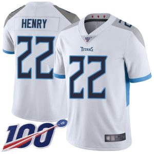 Nike Titans #22 Derrick Henry White Men's Stitched NFL 100th Season Vapor Limited Jersey - Custom Name
