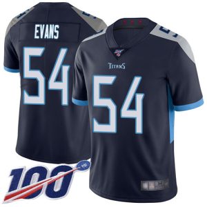 Nike Titans #54 Rashaan Evans Navy Blue Team Color Men's Stitched NFL 100th Season Vapor Limited Jersey - Custom Name