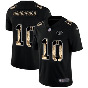San Francisco 49ers #10 Jimmy Garoppolo Carbon Black Vapor Statue Of Liberty Limited NFL Jersey - Custom Name