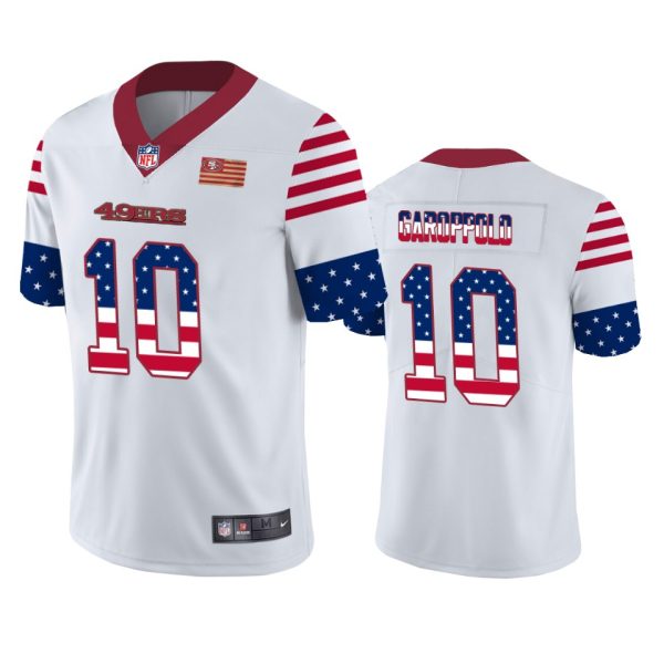 San Francisco 49ers #10 Jimmy Garoppolo White Men's Nike Team Logo USA Flag Vapor Untouchable Limited NFL Jersey - Custom Name
