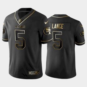 San Francisco 49ers #5 Trey Lance Black golden edition NFL Stitched Jersey - Custom Name