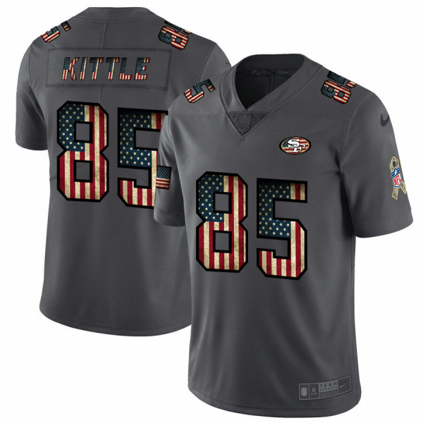 San Francisco 49ers #85 George Kittle Nike 2018 Salute to Service Retro USA Flag Limited NFL Jersey - Custom Name
