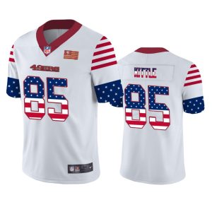 San Francisco 49ers #85 George Kittle White Men's Nike Team Logo USA Flag Vapor Untouchable Limited NFL Jersey - Custom Name