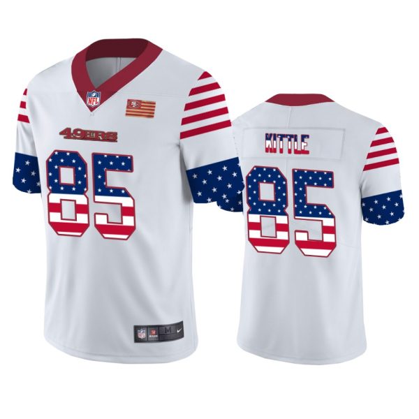 San Francisco 49ers #85 George Kittle White Men's Nike Team Logo USA Flag Vapor Untouchable Limited NFL Jersey - Custom Name
